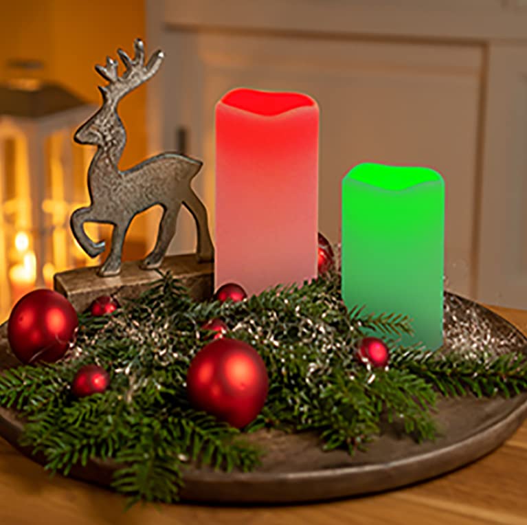 Enido Flameless Candles, Color Changing Led Candles Outdoor Candles Waterproof Candles(D: 3'' X H: 4'' 5'' 6'') Battery Operated