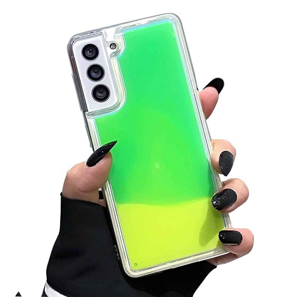 Yatchen Liquid Fluorescent Case For Samsung Galaxy S20,Luxury Fun Glow In The Darkness Quicksand Clear Soft Tpu Back Cover Lumin