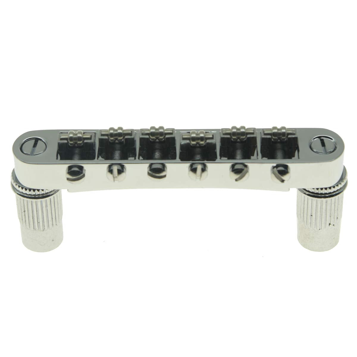 Kaish Chrome Guitar Roller Saddle Bridge Tune O Matic Bridge With Roller Saddles For Epi Les Paul,Sg,Dot,Bigsby Guitar With M8 T