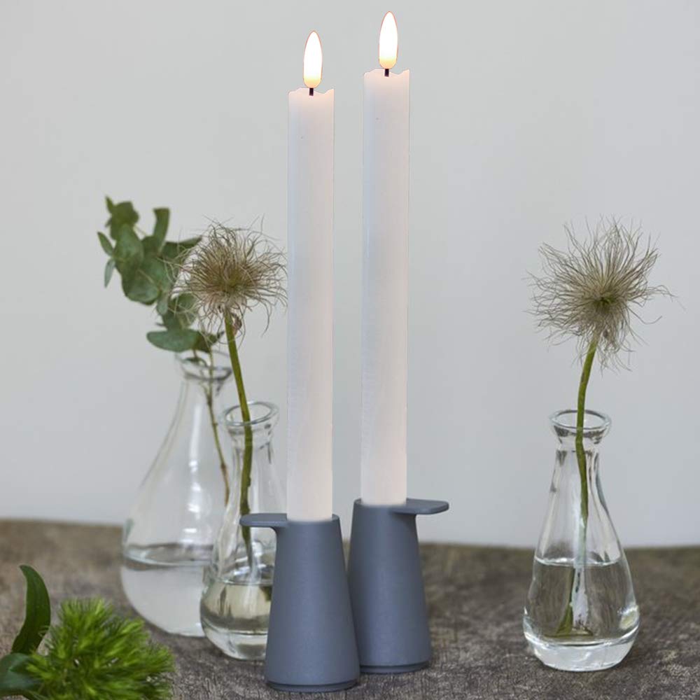 Wondise White Flameless Taper Candles With Timer, 6 Pack Battery Operated Led Flickering Real Wax Candle For Christmas Thanksgiv