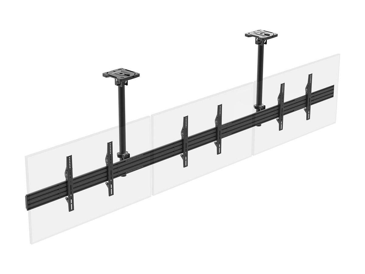 Monoprice 3x1 Menu Board Ceiling Mount for Screens Between 32in to 65in, Adjustable Tilt, Max Weight 66 Lbs Per Screen, VESA Pat