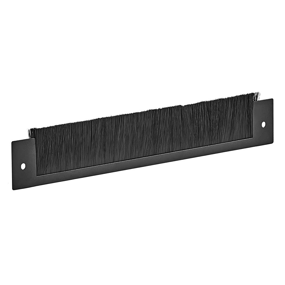Brush Strip Cable Management Panel, Black, Cold Rolled Steel, Powder Coated Finish