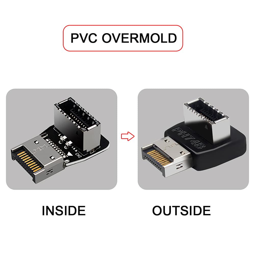 Nfhk 2Pcs Overmold Usb 3.1 Front Panel Header Male To Female Type E Motherboard Extension Data Adapter