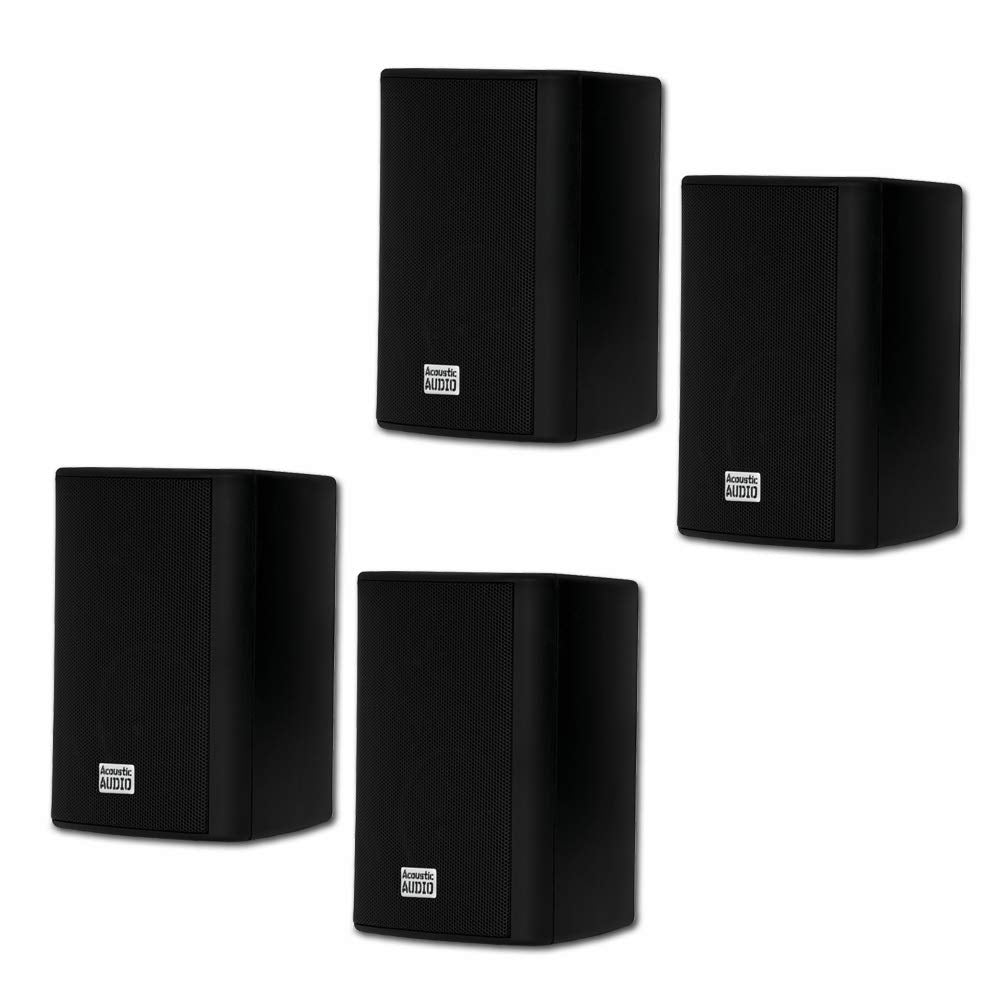 Acoustic Audio AA351B Indoor Outdoor 2 Way Black Speakers 1000 Watt 2 Pair Pack AA351B-2Pr