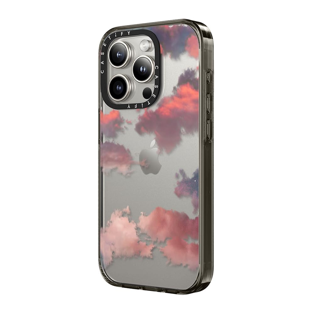 Casetify Compact Iphone 15 Pro Case [2X Military Grade Drop Tested / 4Ft Drop Protection]   Clouds (Red)   Clear Black