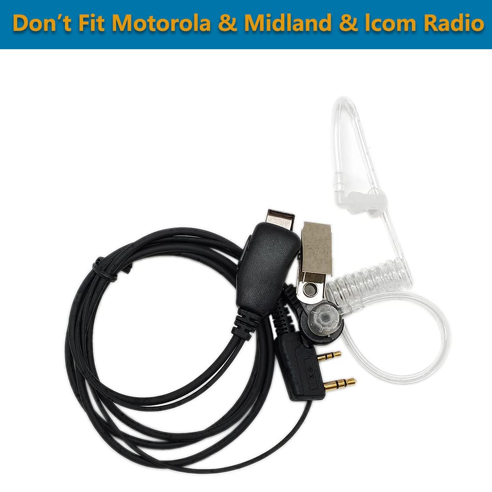 Walkie Talkies Earpieces(2 Packs) With Mic 2 Pin Covert Air Acoustic Tube Headset For Baofeng Uv 5R Bf 888S Bf F8Hp Retevis H 77