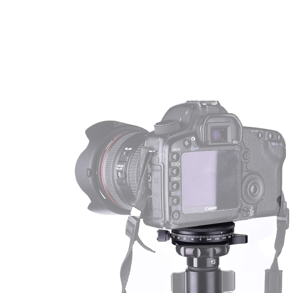 Camera Panoramic Panning Base With Arca Swiss Style Plate, 3/8' Screw Aluminum Alloy Panorama Ball Tripod Head With Bubble Level For Tripod Monopod Dslr Cameras, Load Capacity 22 Lbs