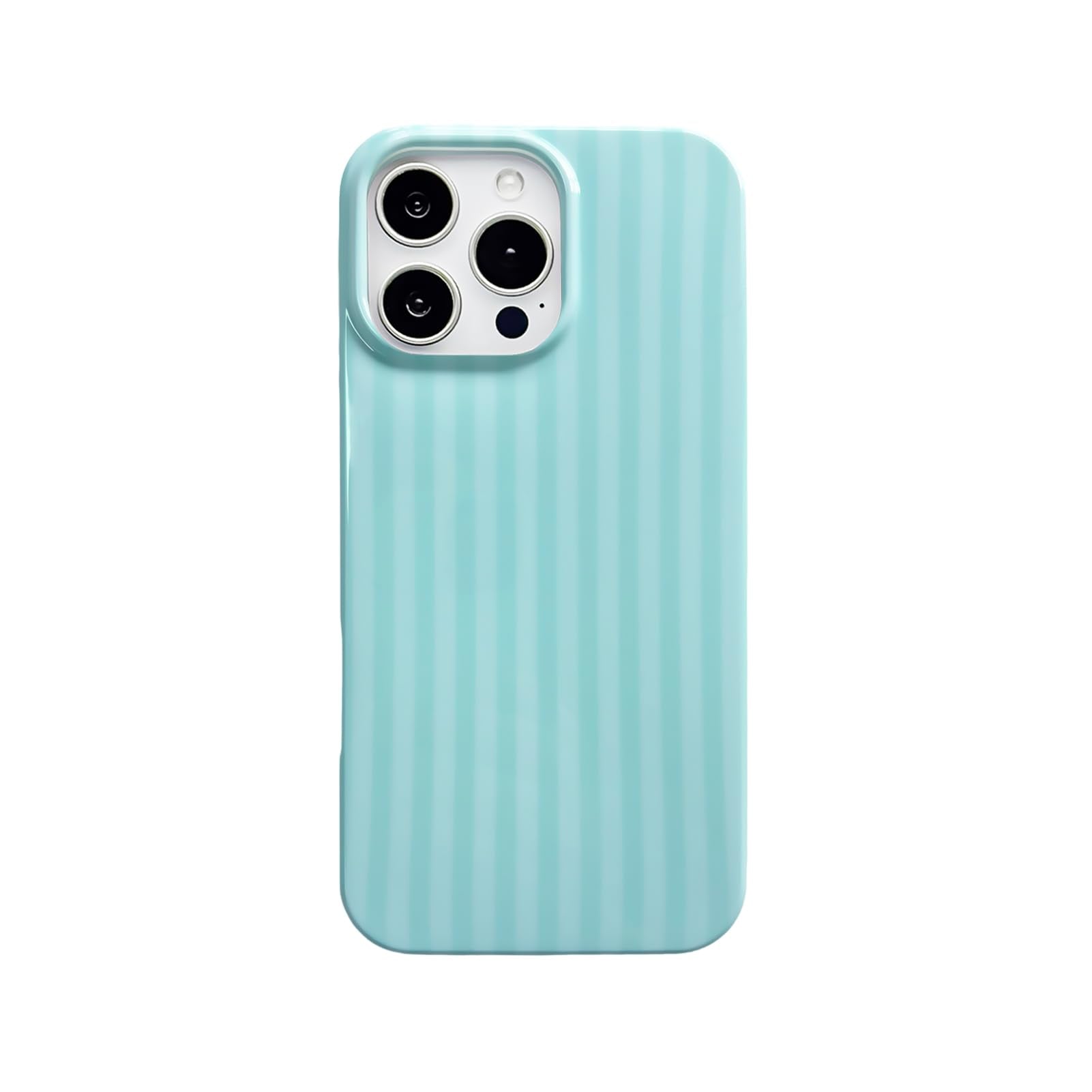 Reezaddin Teal Striped Phone Case for iPhone 16 Pro,Cute Aesthetic Retro Vertical Line Stripes Pattern Protective Trendy Cover f