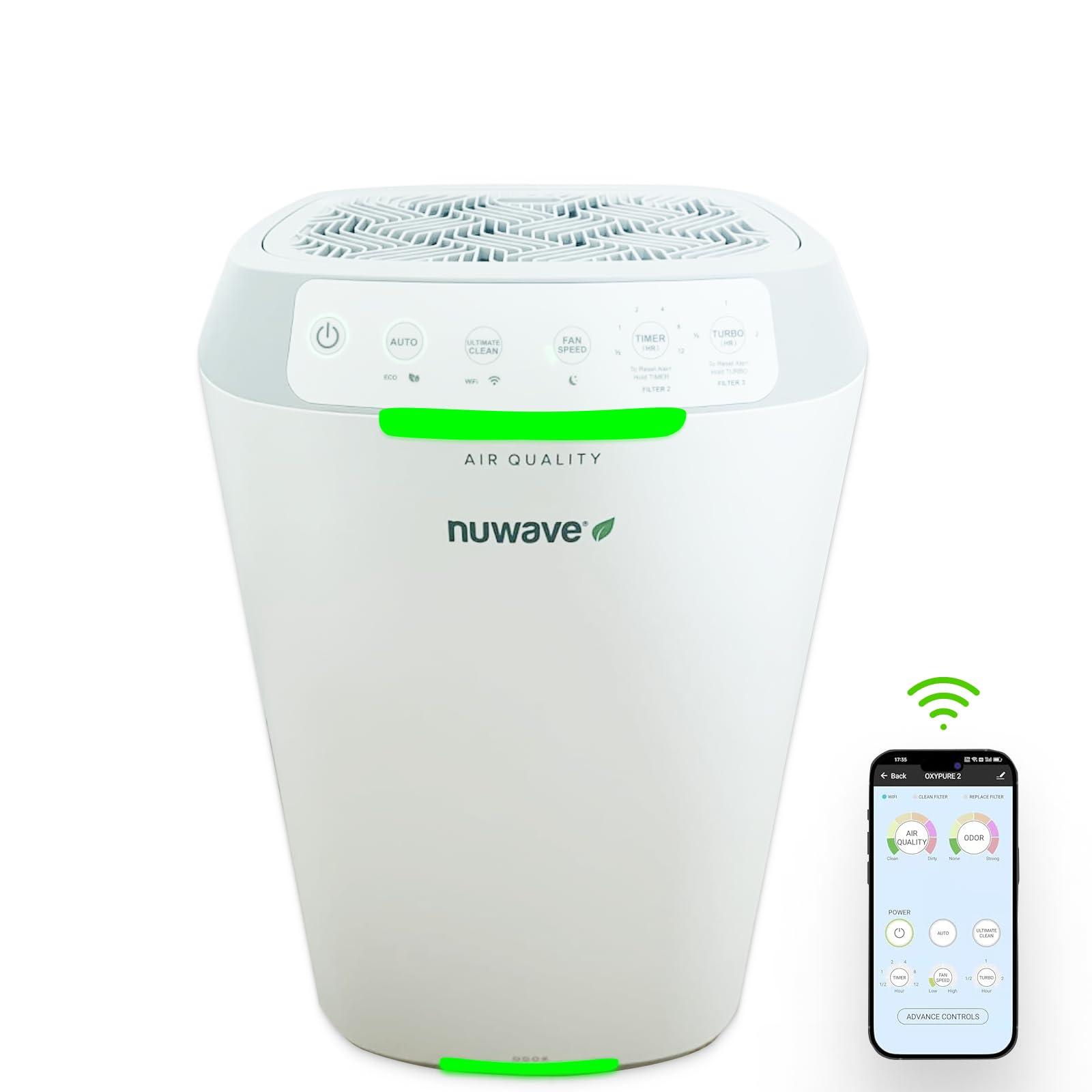 Nuwave Oxypure Zero E500 Air Purifier | Washable Filters | 99.9% Particle Removal | White | Large Room | Smart Control