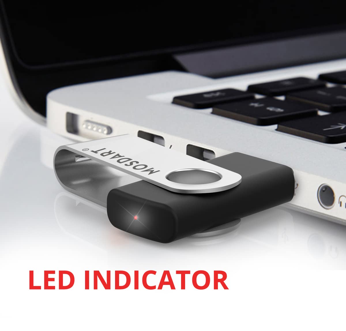 Mosdart Usb2.0 128Mb(Not 128Gb) Flash Drive, Swivel Design With Led Indicator, Keychain Loop, Fat32 Memory Stick For Data Storag