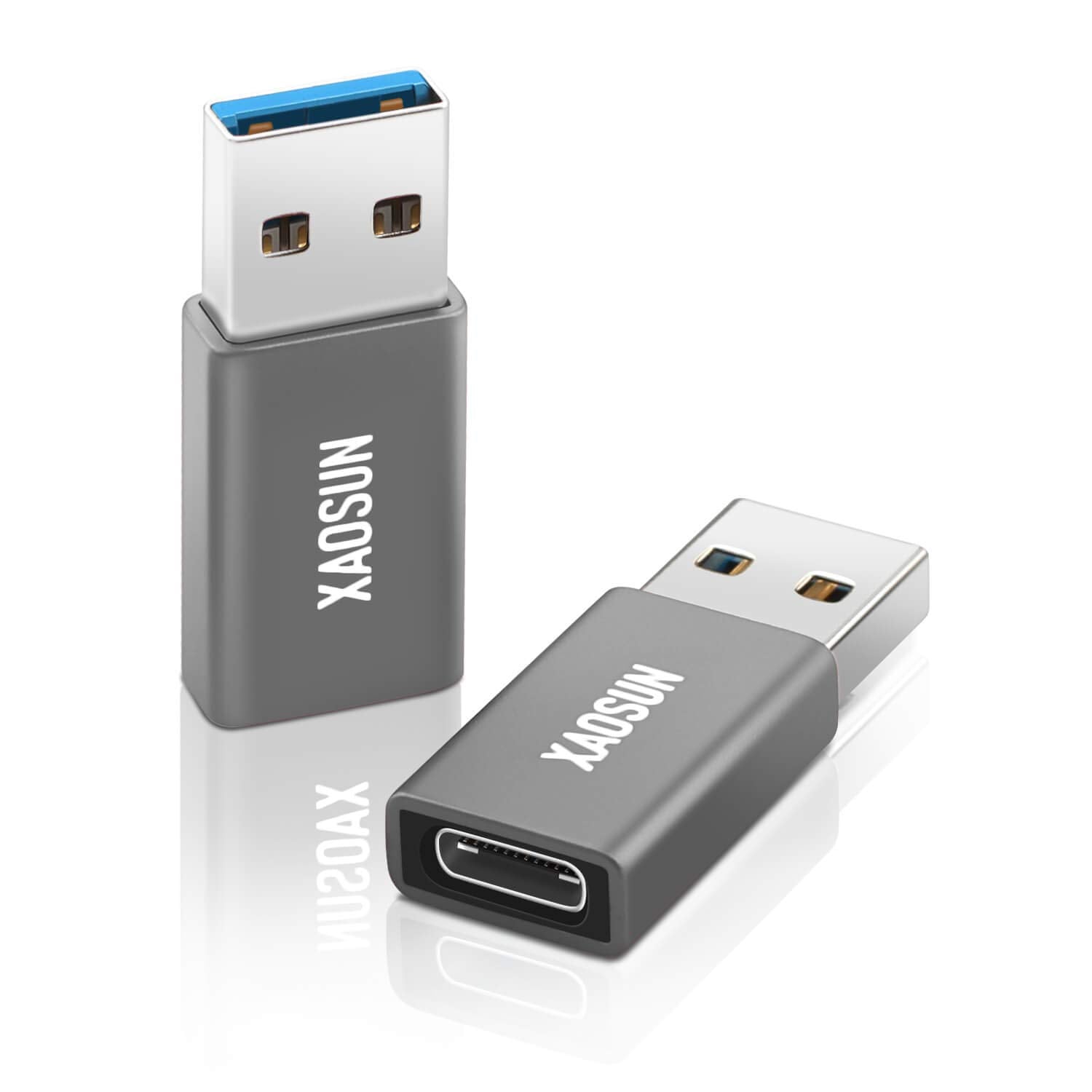 [10Gbps] Usb C Female To Usb Male Adapter (2 Pack), 3.1 Usb A To C Adapter, Xaosun One Sided Superspeed Data Sync & 100W Fast Ch