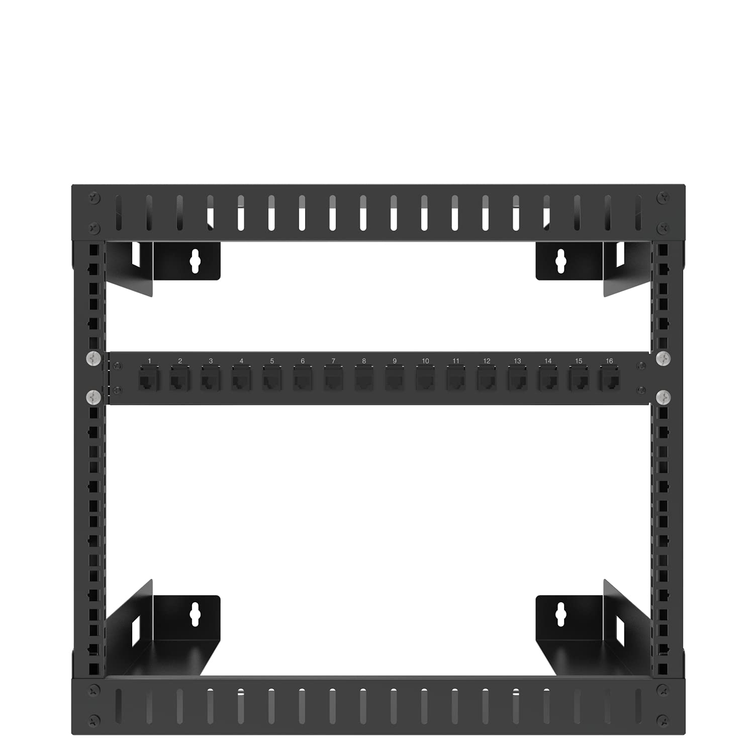 Jingchengmei 16 Port 1U Hinged Rack Blank Patch Panel For Keystone Jack Cat.6 Or Cat.5E, 19' Rackmount (H1Uks16H, Black)