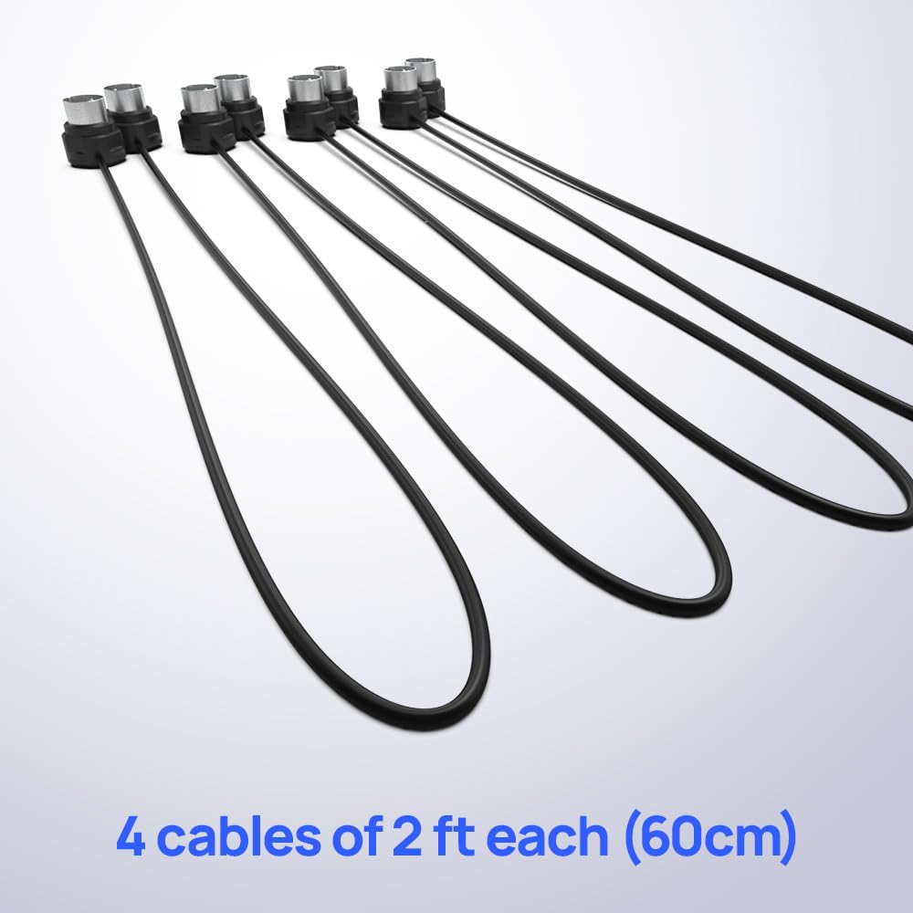 Cme Midi Cable 4 Pack   2Ft / 60Cm, 5 Pin Din, Low Profile   Mirrored 45 Degree Angled Ultra Thin Plugs For Compact Spaces   Ide
