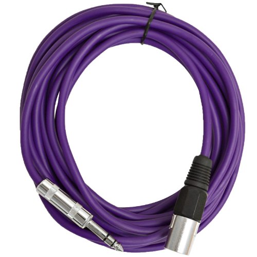 Seismic Audio - SATRXL-M25Purple - 25 Foot Purple XLR Male to 1/4 Inch TRS Patch Cable Snake Cords - Balanced