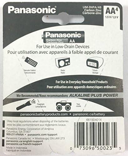 4Pc Panasonic Aa Batteries Super Heavy Duty Power Carbon Zinc Double A Battery 1.5V
