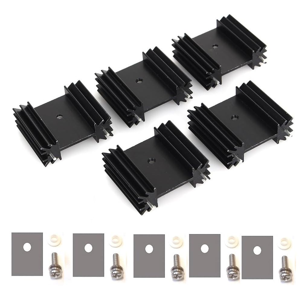 Easycargo To 220 Aluminium Heatsink 25X34X12Mm,To220 Heat Sink For Cooling Mosfet Scr Power Voltage Regulator Ics (25Mmx34Mmx12M