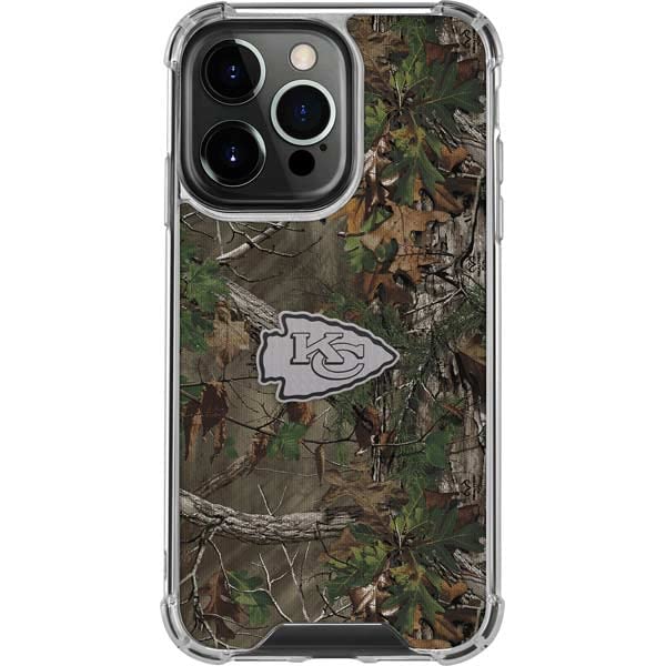Skinit Clear Phone Case For Iphone 14 Pro   Officially Licensed Nfl Kansas City Chiefs Realtree Xtra Green Camo Design