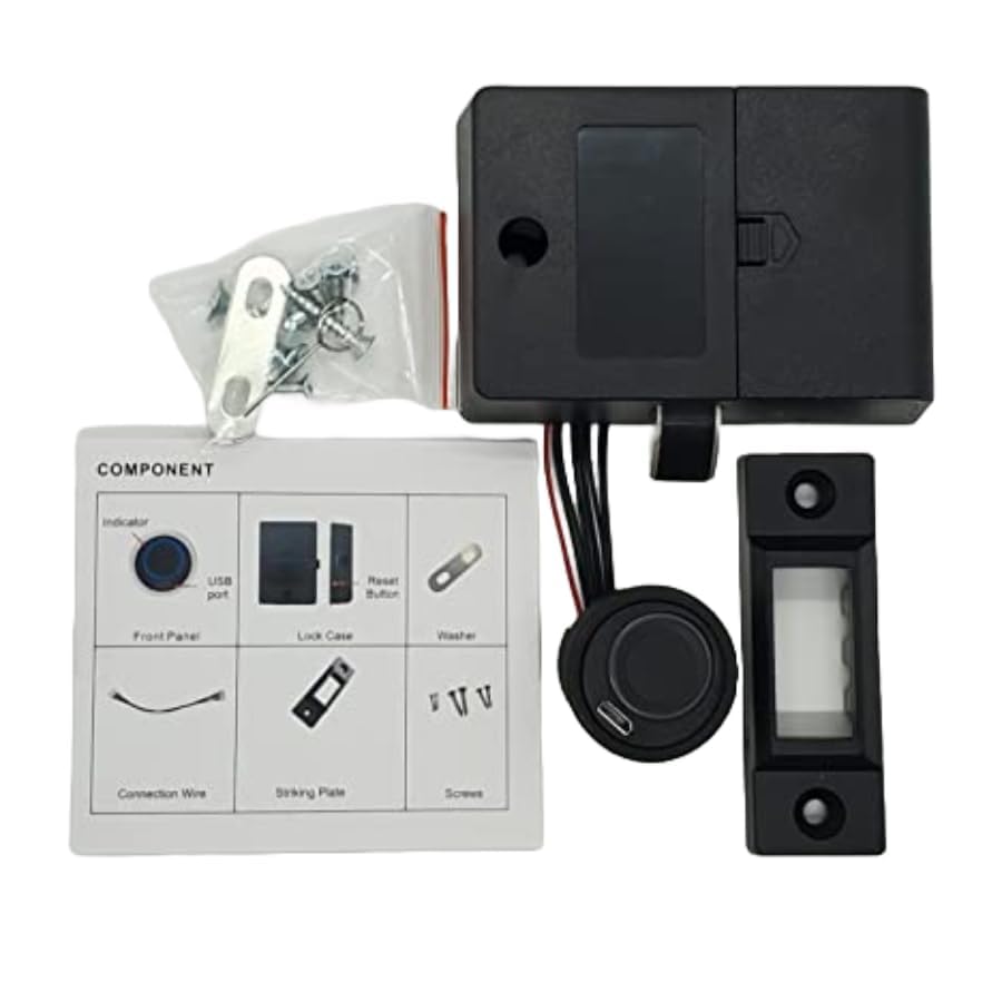 Lock Connection Fingerprint   Black Bezel Biometric Cabinet Lock F B32. (F B32 16  16'' Cable Length)