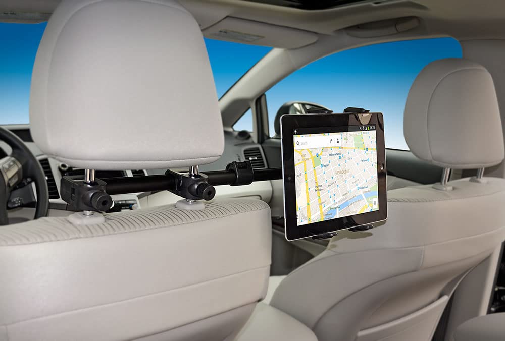 Arkon Mounts Center Extension Car Headrest Slim Grip Tablet Mount | Headrest Car Mount | Designed For Passenger Entertainent | C