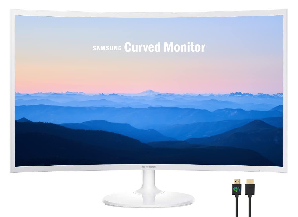 Samsung 27    Curved 1080P Full Hd Ultra Slim Computer Monitor, Amd Freesync, Hdmi, Vga, 4Ms, Vesa Mountable, Nly Hdmi Cable, Wh
