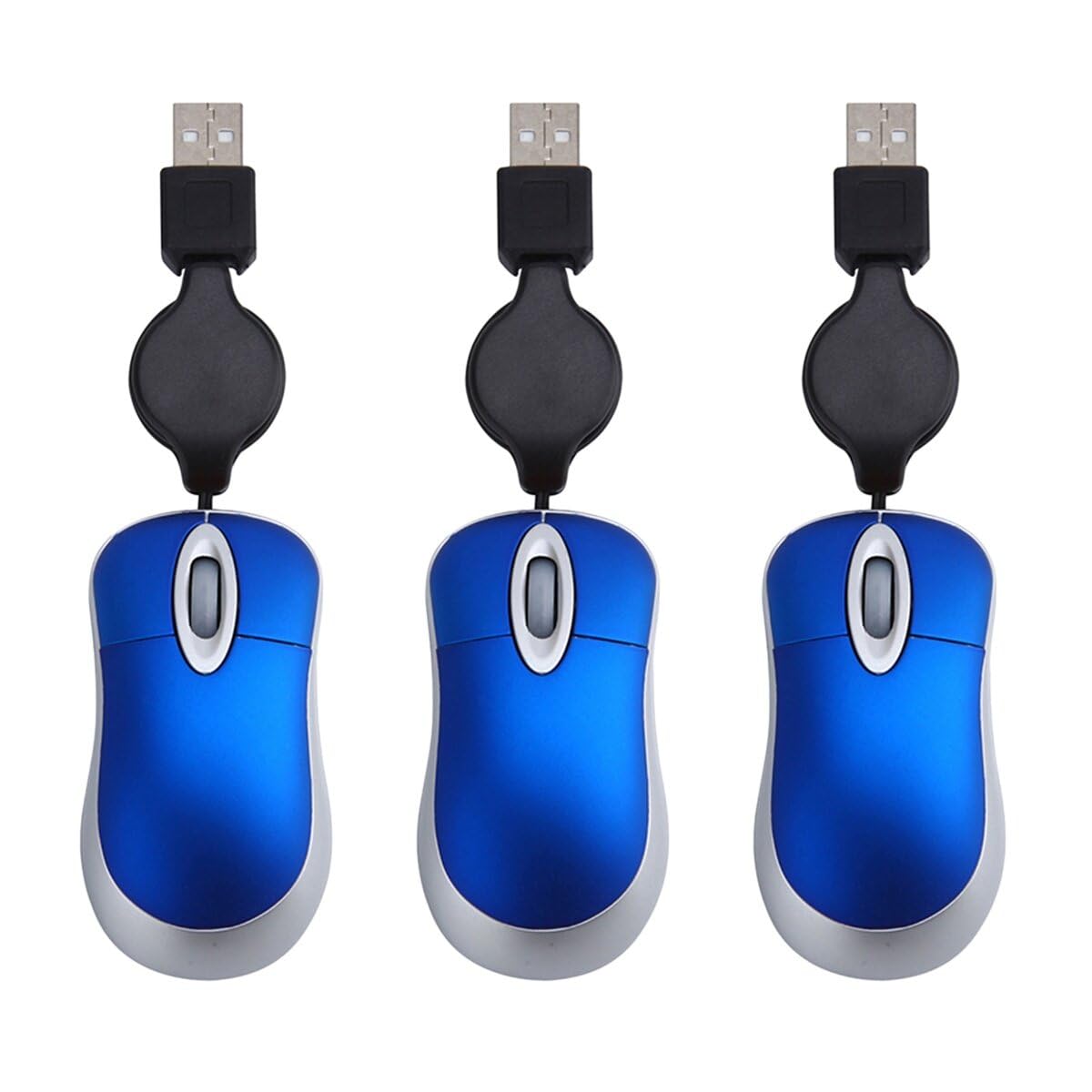 Hemobllo Wired Mouse - 3 Pcs Mini Mouse for Laptop Retractable Travel Mouse Corded Mouse Wired Computer Mouse Small USB Optical 