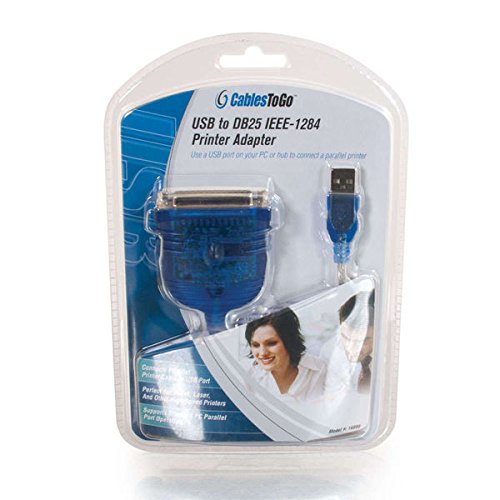 C2G Legrand Usb To Db25 Cable, Adapter Convert Cable, 6 Foot Usb To Parallel Printer Cable, Printer Adapter Cable, Beige And Blu