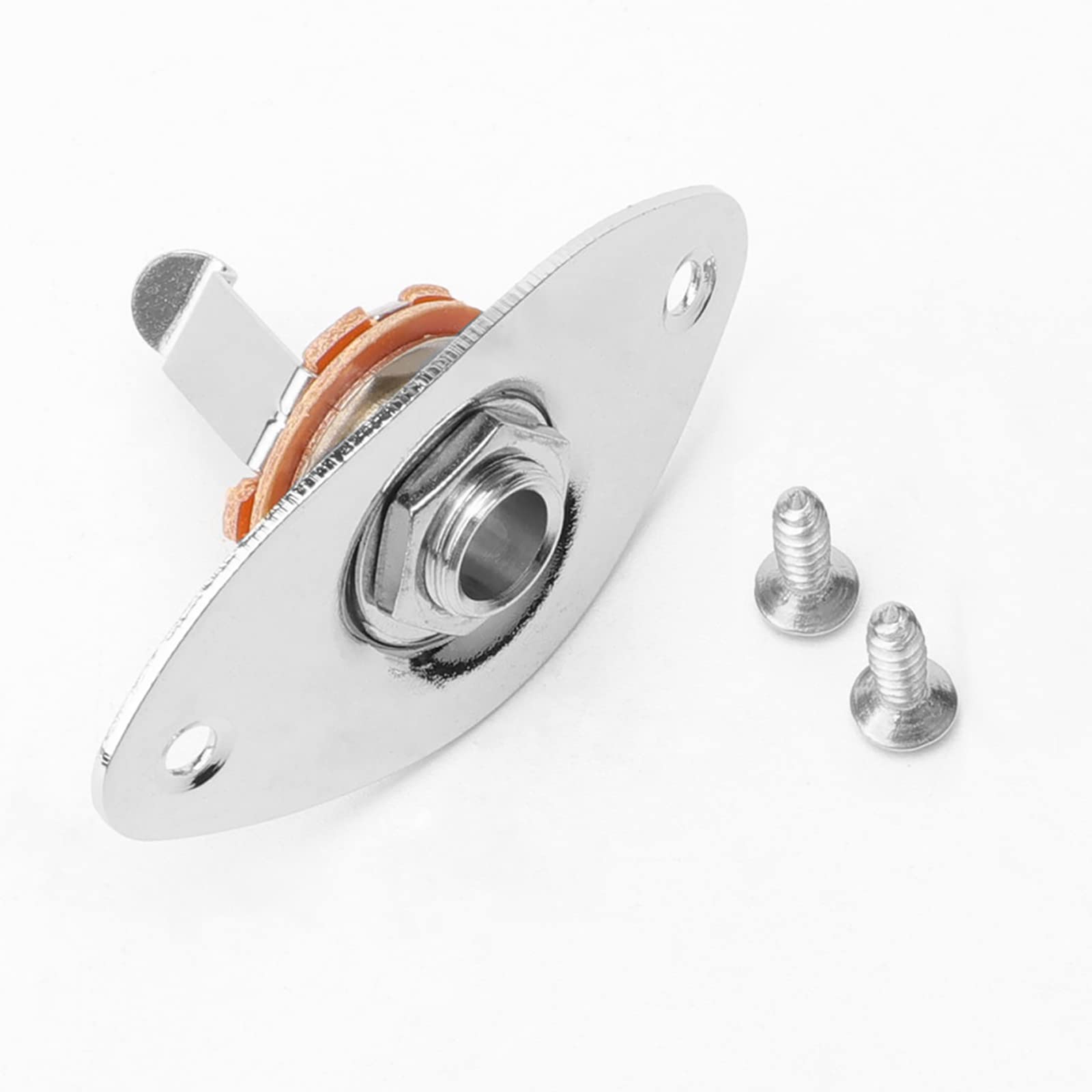 Chrome 1/4Inches (6.35Mm) Guitar Bass Oval Jack Plate Socket Pickup Output Input Indented