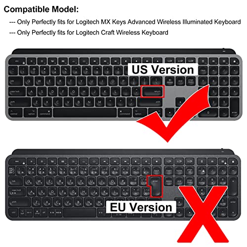 Yongmai Keyboard Cover Silicone For Logitech Craft, Keyboard Cover For Logitech Mx Keys Advanced Wireless Illuminated Keyboard,