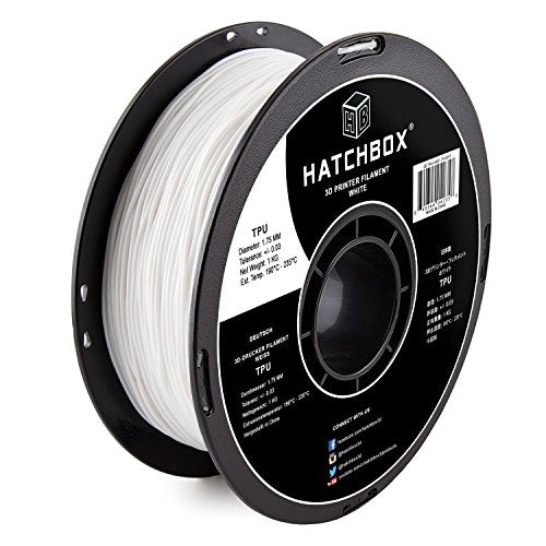 Hatchbox Tpu 3D Printer Filament, Dimensional Accuracy   003 Mm, 1 Kg Spool, 175 Mm, Shore 95A, White
