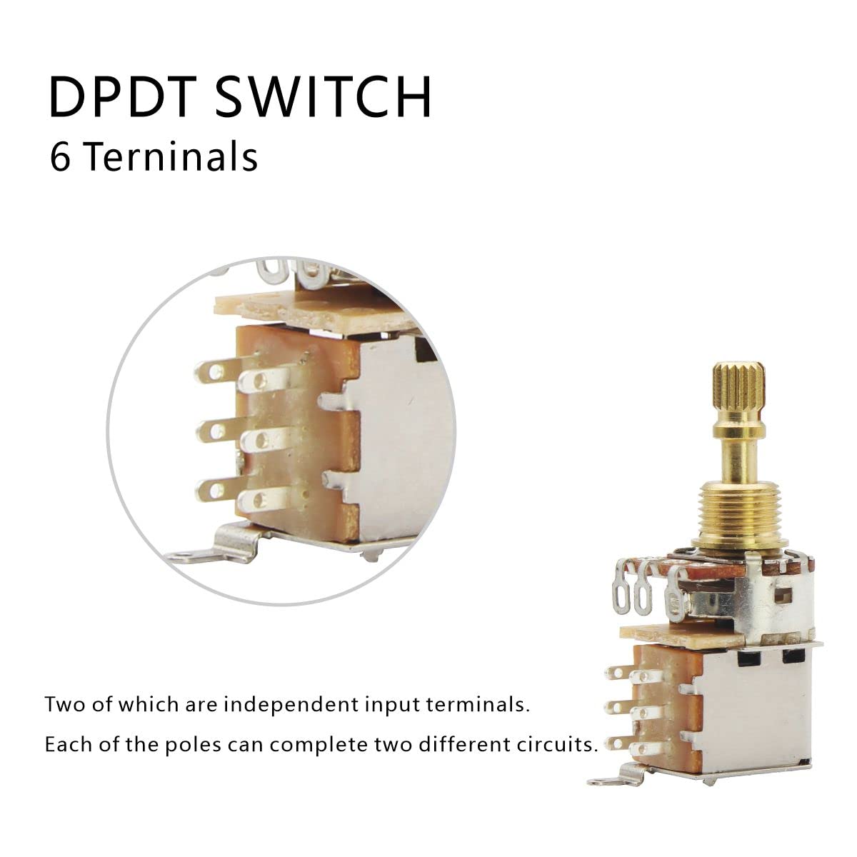 Fleor 2Pcs B500K Push Push Guitar Pots Short Copper Split Shaft Linear Taper Potentiometers