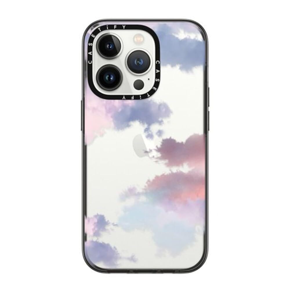 Casetify Compact Iphone 14 Pro Case [2X Military Grade Drop Tested / 4Ft Drop Protection]   Clouds   Clear Black