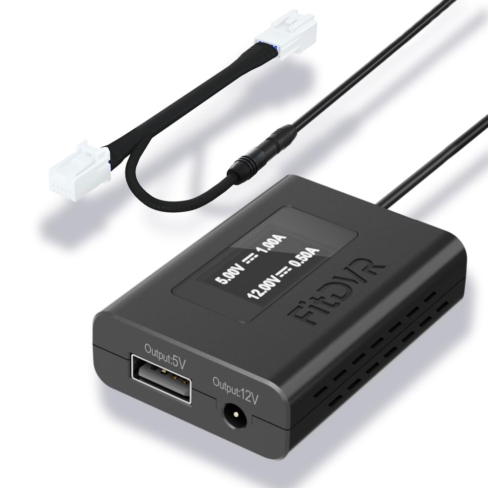Fitdvr Dash Cam Power Adapter (10 Pin) For Dodge, Jeep, Ram, Chrysler And More, Led Display Usb Power Source, Connects To Rearvi