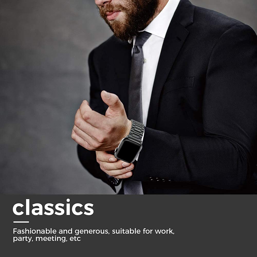 Epuly Metal Band Compatible With Apple Watch Band 49Mm 45Mm 44Mm 42Mm 41Mm 40Mm 38Mm Men & Women, Business Stainless Steel Strap