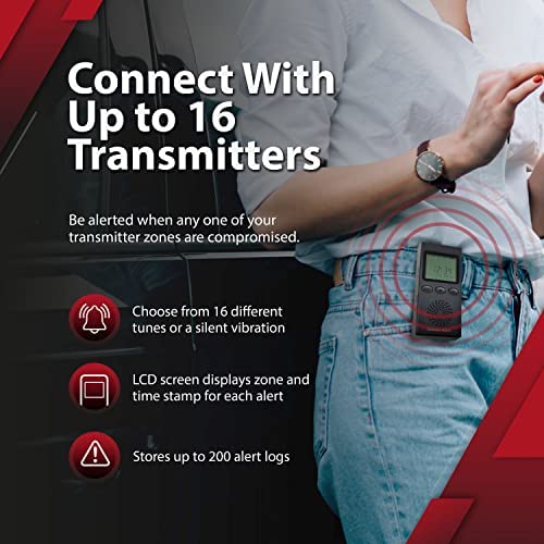 Wireless Driveway Alarm Portable Receiver Pr 4000   Compatible With Dakota Alert 4000 Transmitters | Battery Powered Monitor Comes With Usb Charger & Belt Clip, Driveway Alarms Wireless