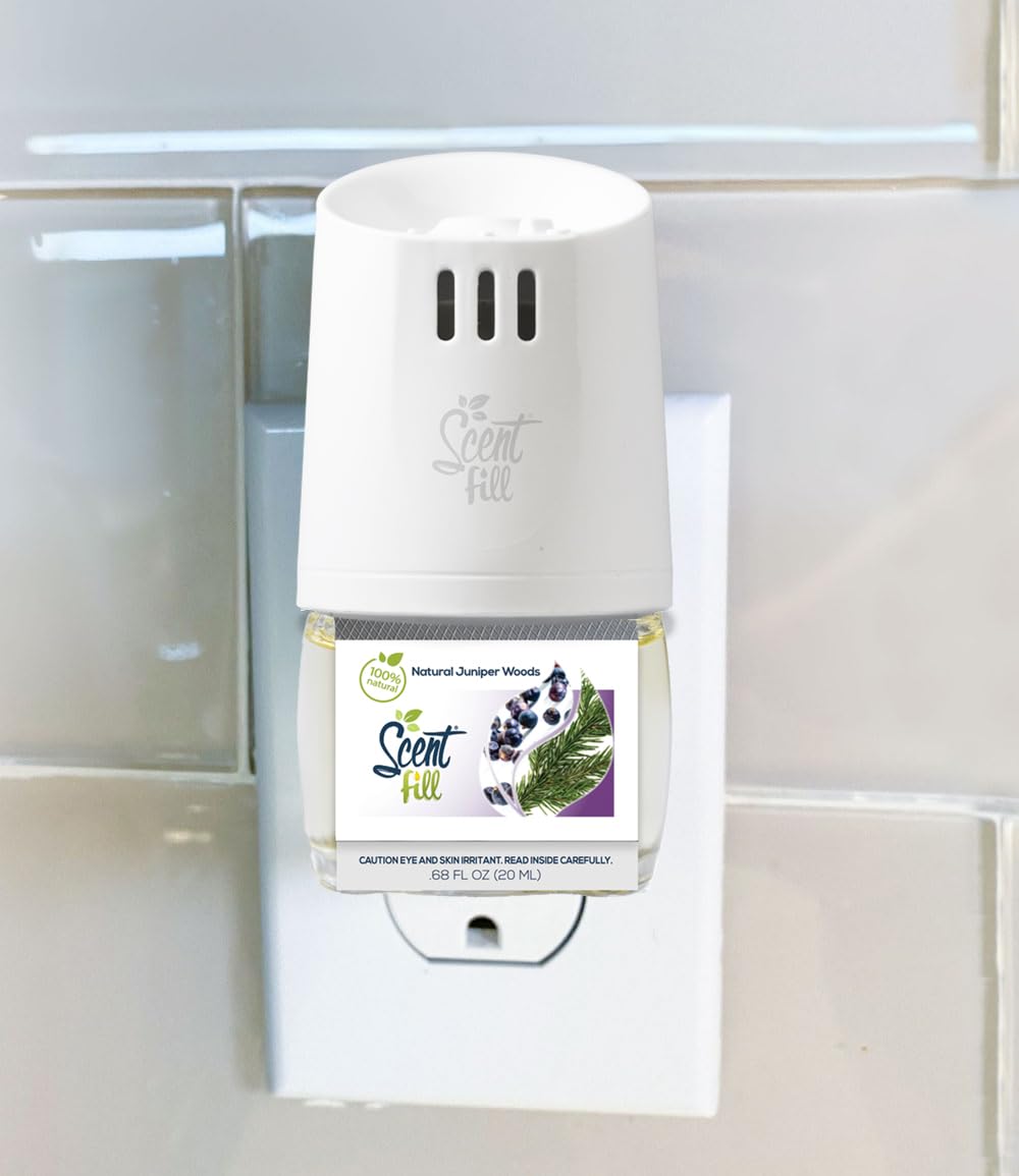 Scent Fill 100% Natural Juniper Woods Plug In Air Freshener, Scented Oil Refills, 3 Refills