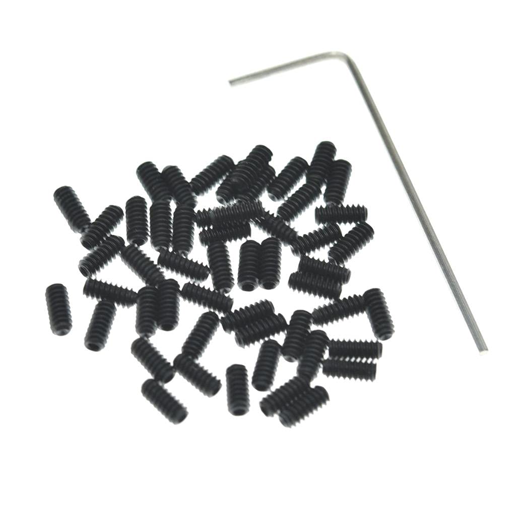 Kaish 50X Metric M3X6 Black Guitar Bridge Saddle Height Adjustment Screws For Stratocaster/Telecaster