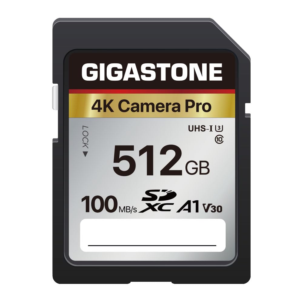 [5-Yrs Free Data Recovery] GIGASTONE 512GB Memory Card 4K Pro Series Speed Up to 100MB/s Compatible with Canon Nikon Sony Camcorder, A1 V30 UHS-I
