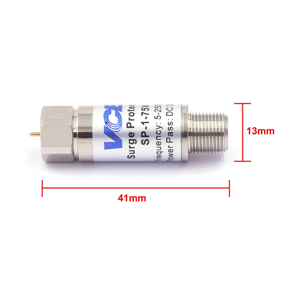 Vce Coaxial Surge Lightning Protector For Coaxial Tv Antenna And Satellite In-Line 75 Ohm 5-2500Mhz, 2 Pack Silver