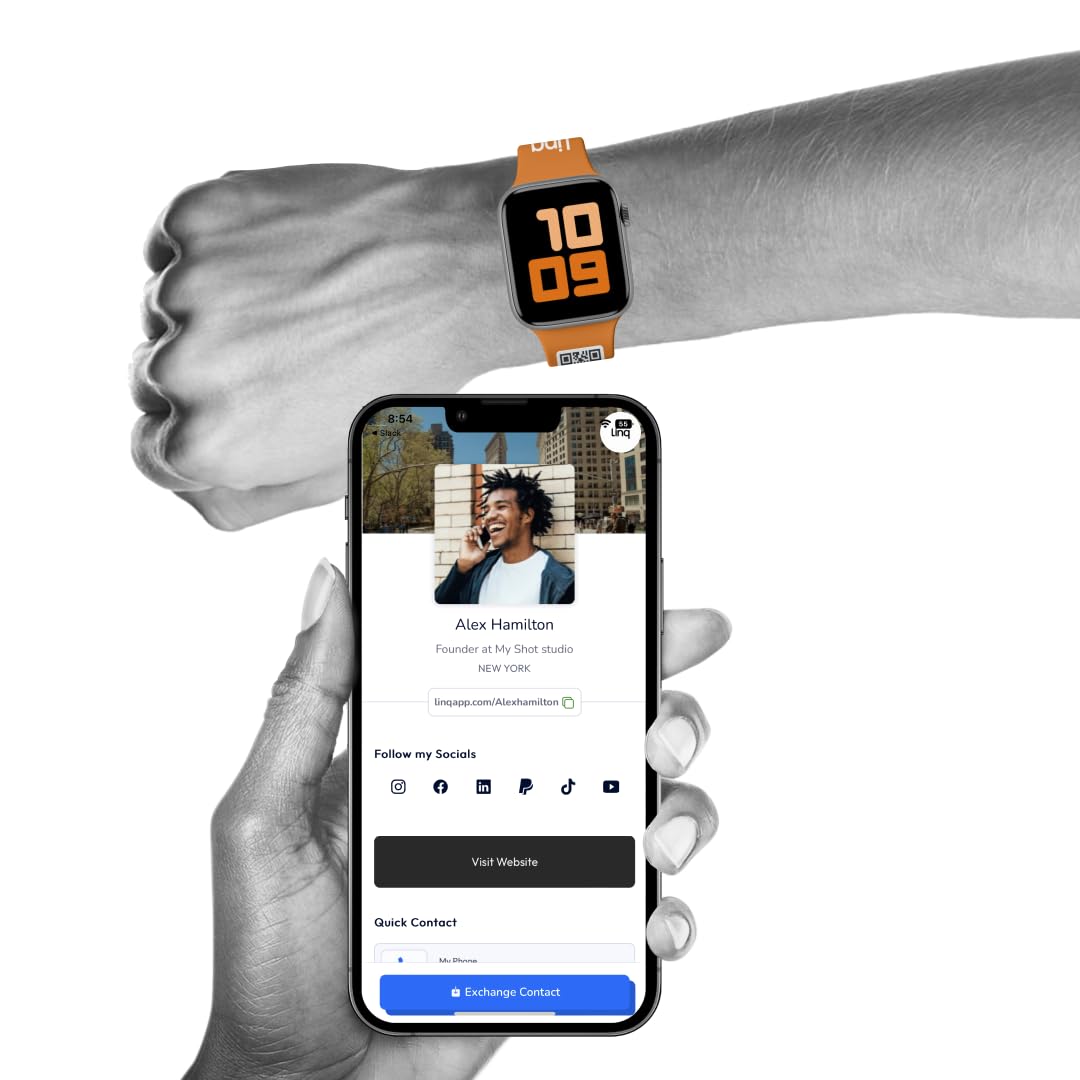 Linq Band V2 For Apple Watch - Smart Nfc And Qr Bracelet Wristband - Easily Share Contact Info, Social Media, And More! (Sunset 
