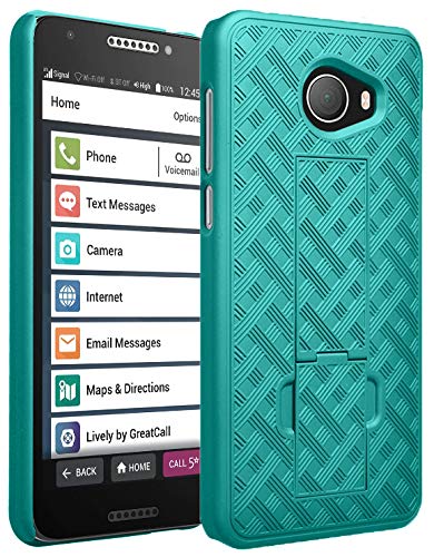 Nakedcellphone Case For Jitterbug Smart2, [Teal Mint Cyan] Slim Ribbed Rubberized Hard Shell Cover [With Kickstand] For Greatcal