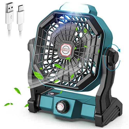 Conbola Portable Battery Operated Fan With Led Lantern, 10400Mah Outdoor Small Rechargeable Quiet Camping Fan, Personal Desk Fan