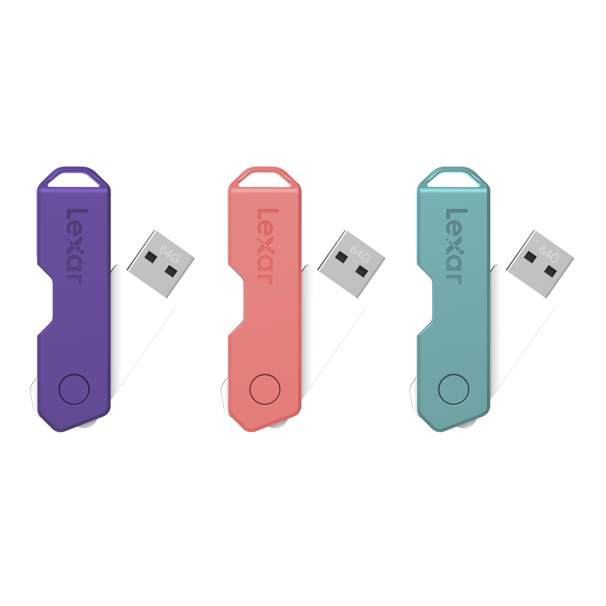 Lexar Jumpdrive Twistturn2 Usb 2.0 Flash Drive, 64Gb, Assorted Colors, Ljdtt2 64Gabod20