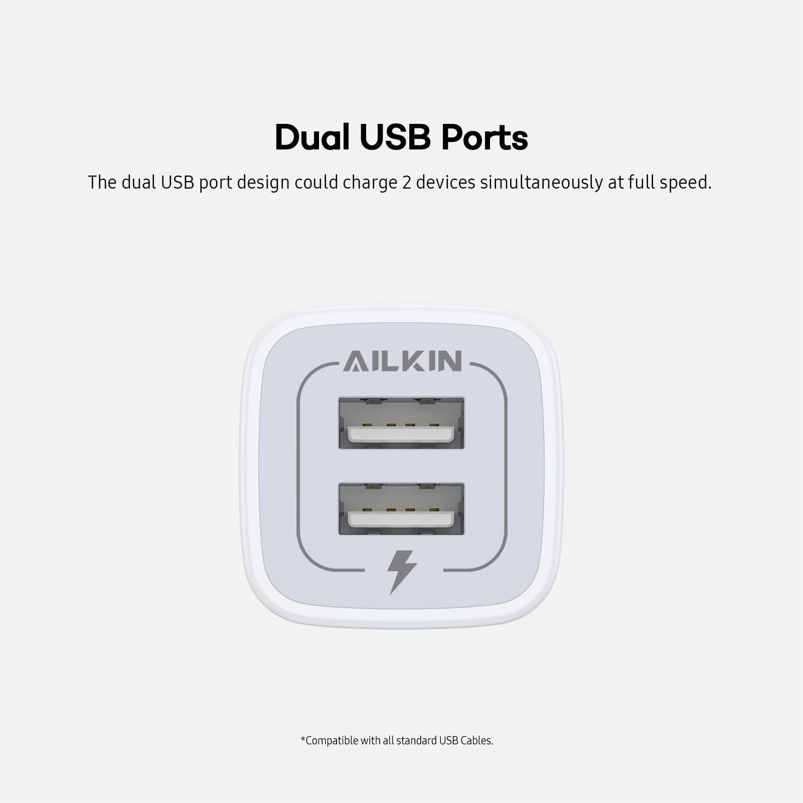 Usb Wall Charger, Charger Adapter, Ailkin 2-Pack 2.1A Dual Port Quick Charger Plug Cube For Iphone 15 14 13 12 11 Pro Max 10 Se