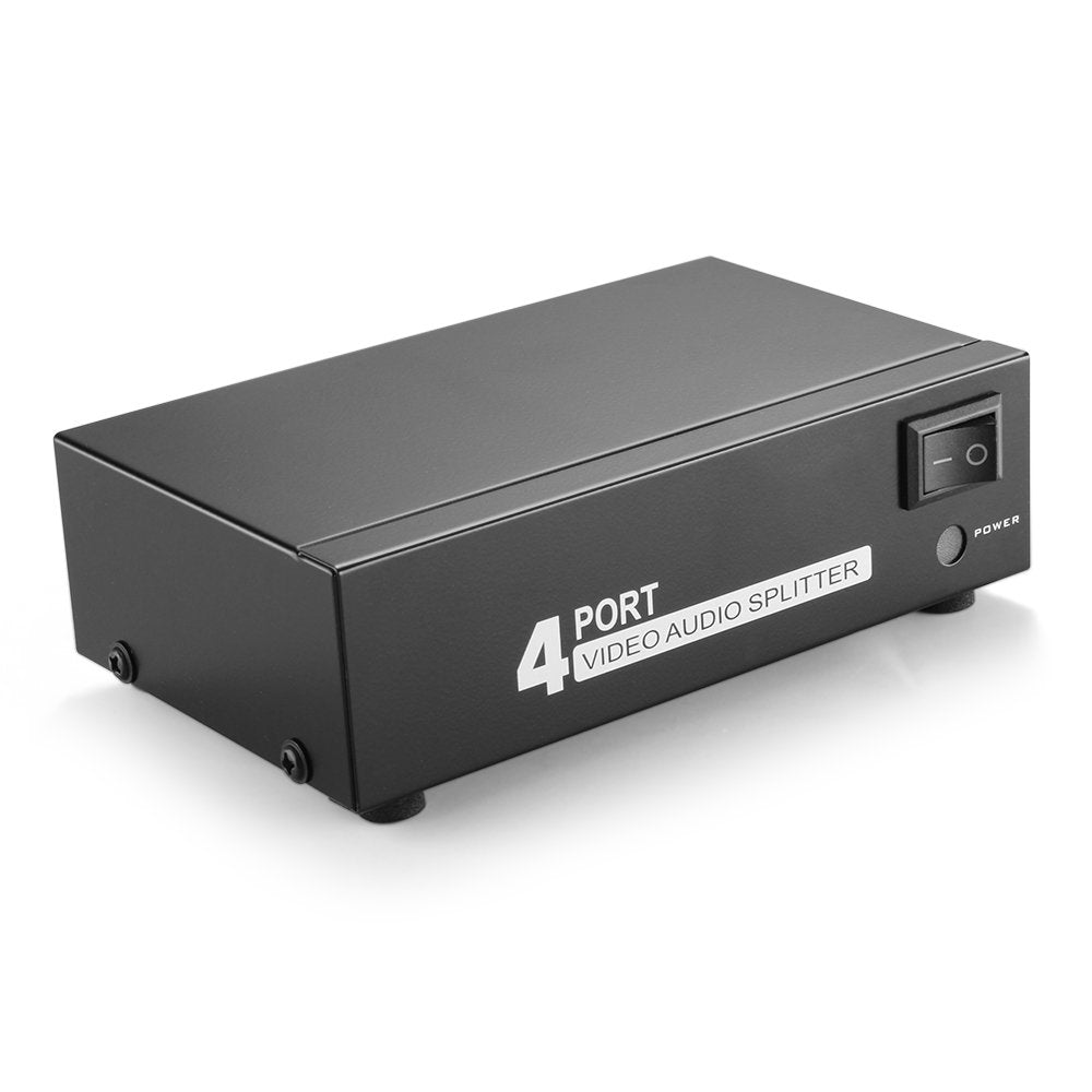 TNP AV Splitter 1 in 4 Out 3 RCA Composite Video L/R Audio Splitter Amplifier Distribution Split Box for Cable Box DVD DVR Analo