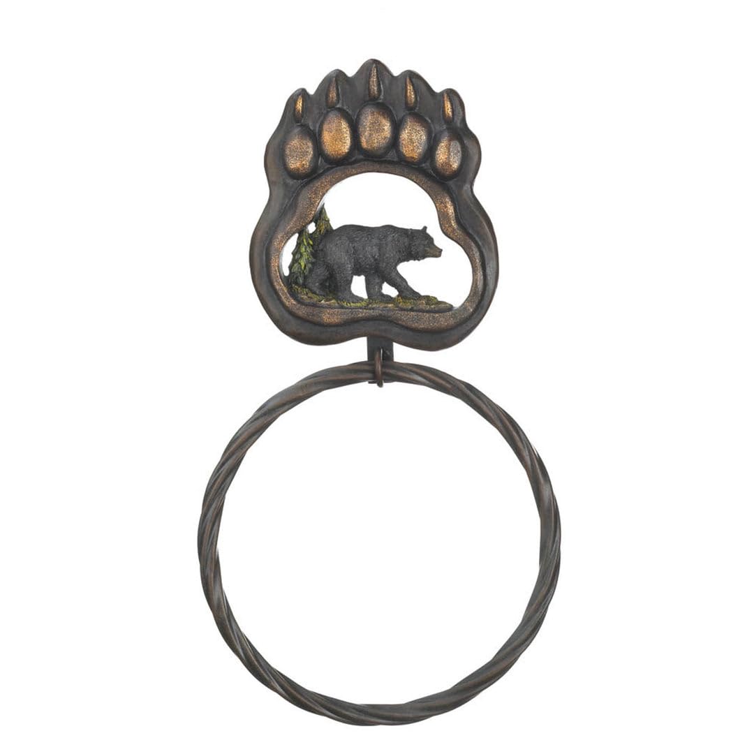 Black Bear Paw Towel Ring 6.5x0.62x12