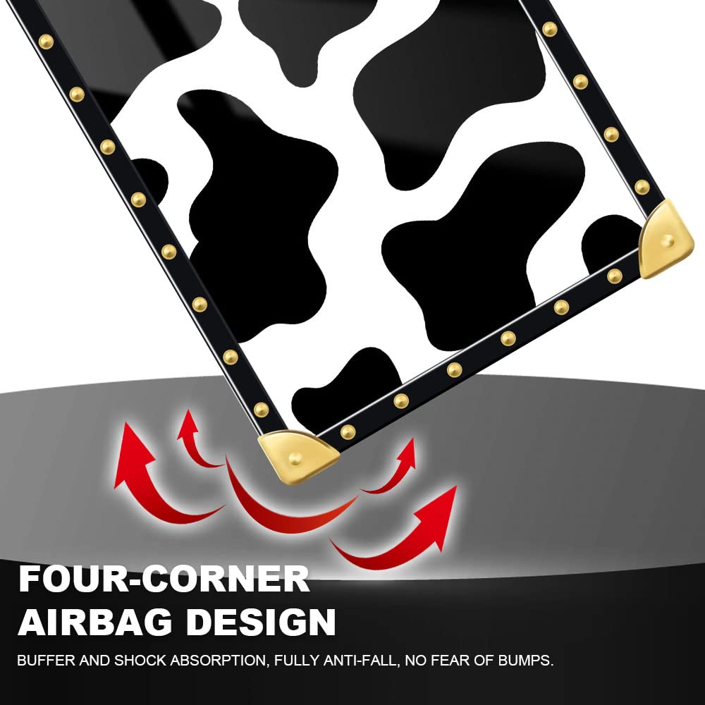 Pinsheng Phone Case Compatible with iPhone 14 Pro Max, Cow Print Square Shockproof TPU Metal Corner 6.7 inch