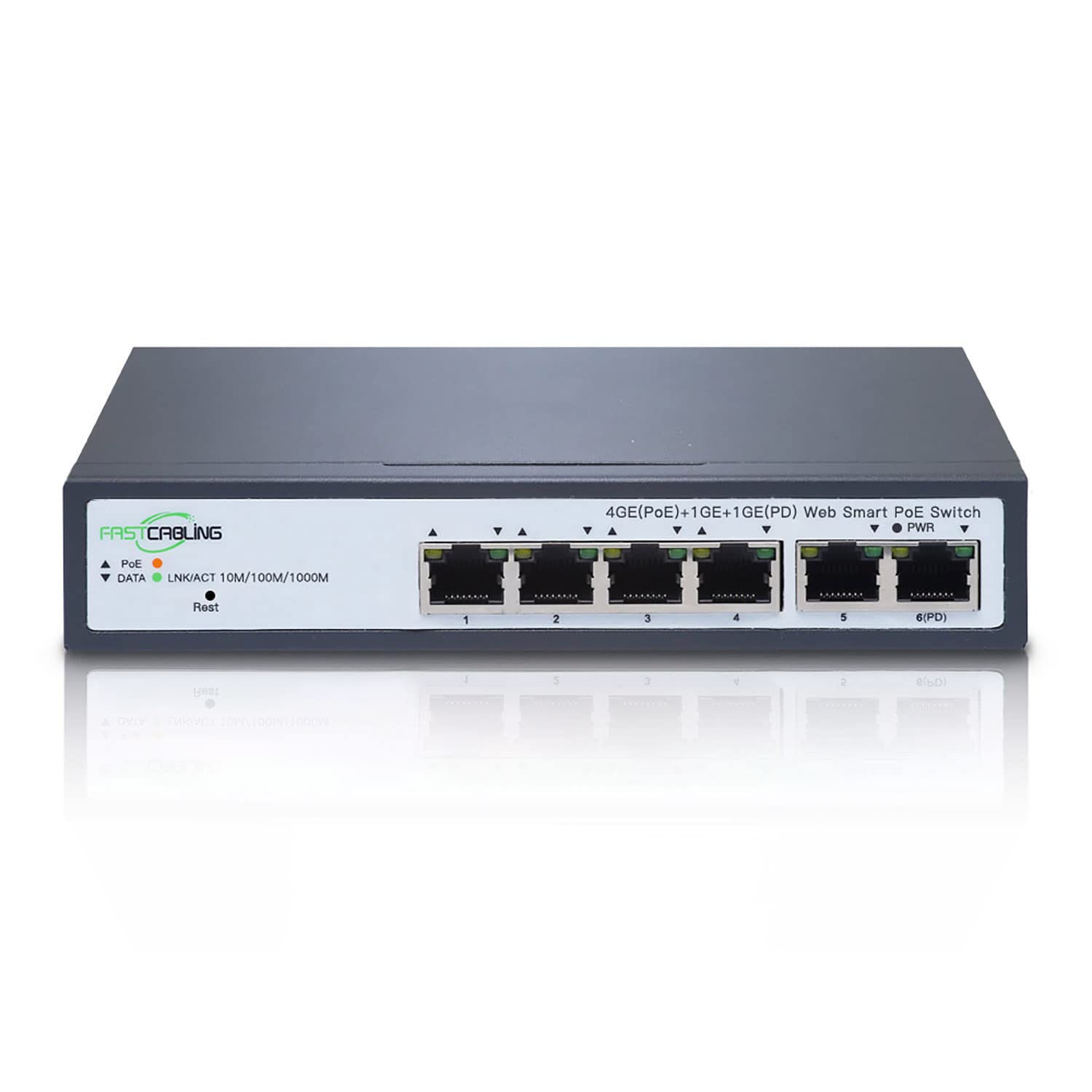 Fastcabling Poe Passthrough Switch 4 Port, Vlan, Qos, Expand Network Port With Existed Cat5E/Cat6 Cable, Managed 60W Poe Powered