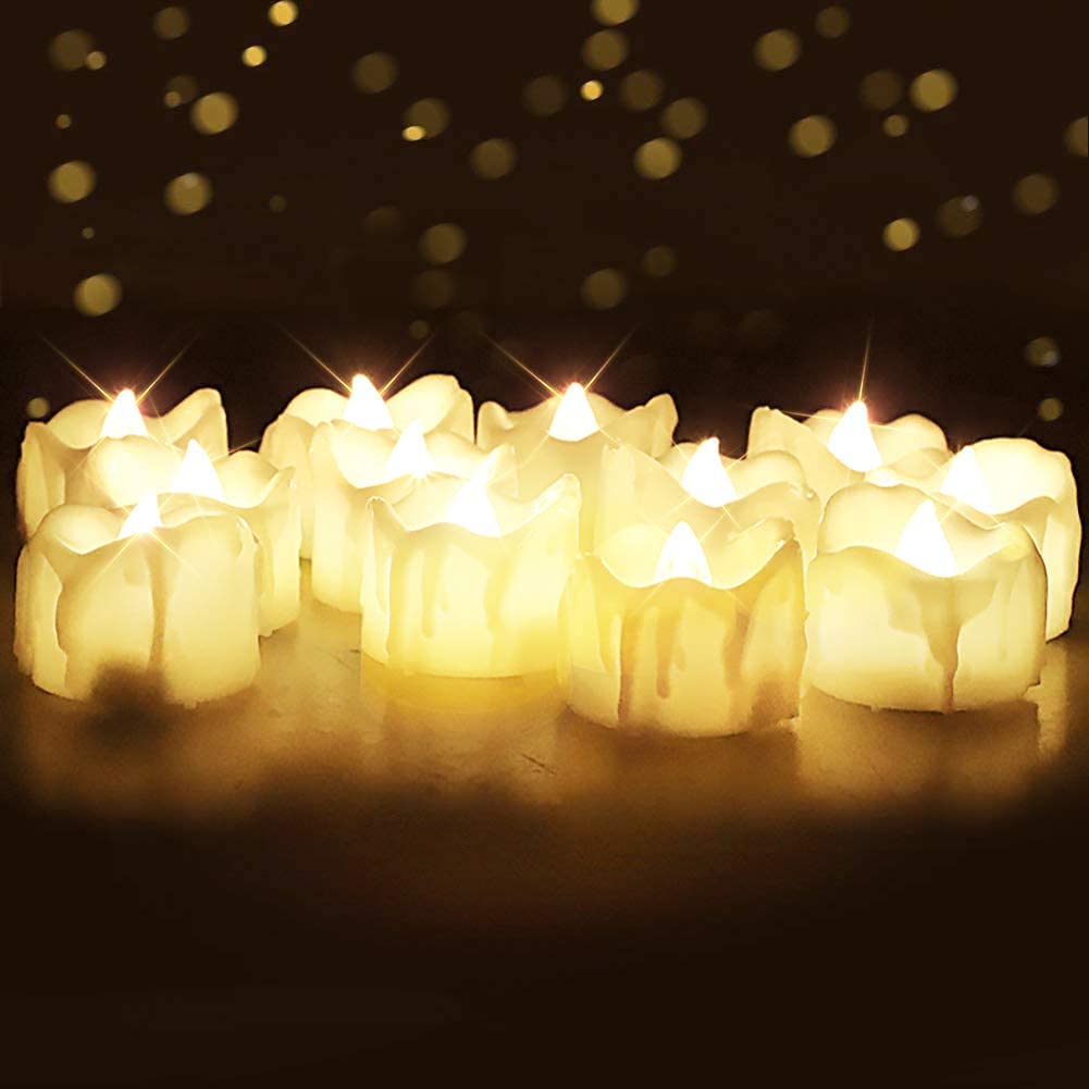 Homemory Timer Tea Lights, Flameless Flickering Auto Tea Lights Battery Operated, Auto On 6 Hours And Off 18 Hours Everyday, Bat