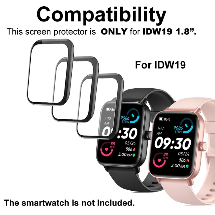 Smaate 3D Screen Protector Compatible With Idw19 1.8    Gydom Milouz Aeac Kalinco Quican Hoowel Veryfit Smart Watch (Answer/Make