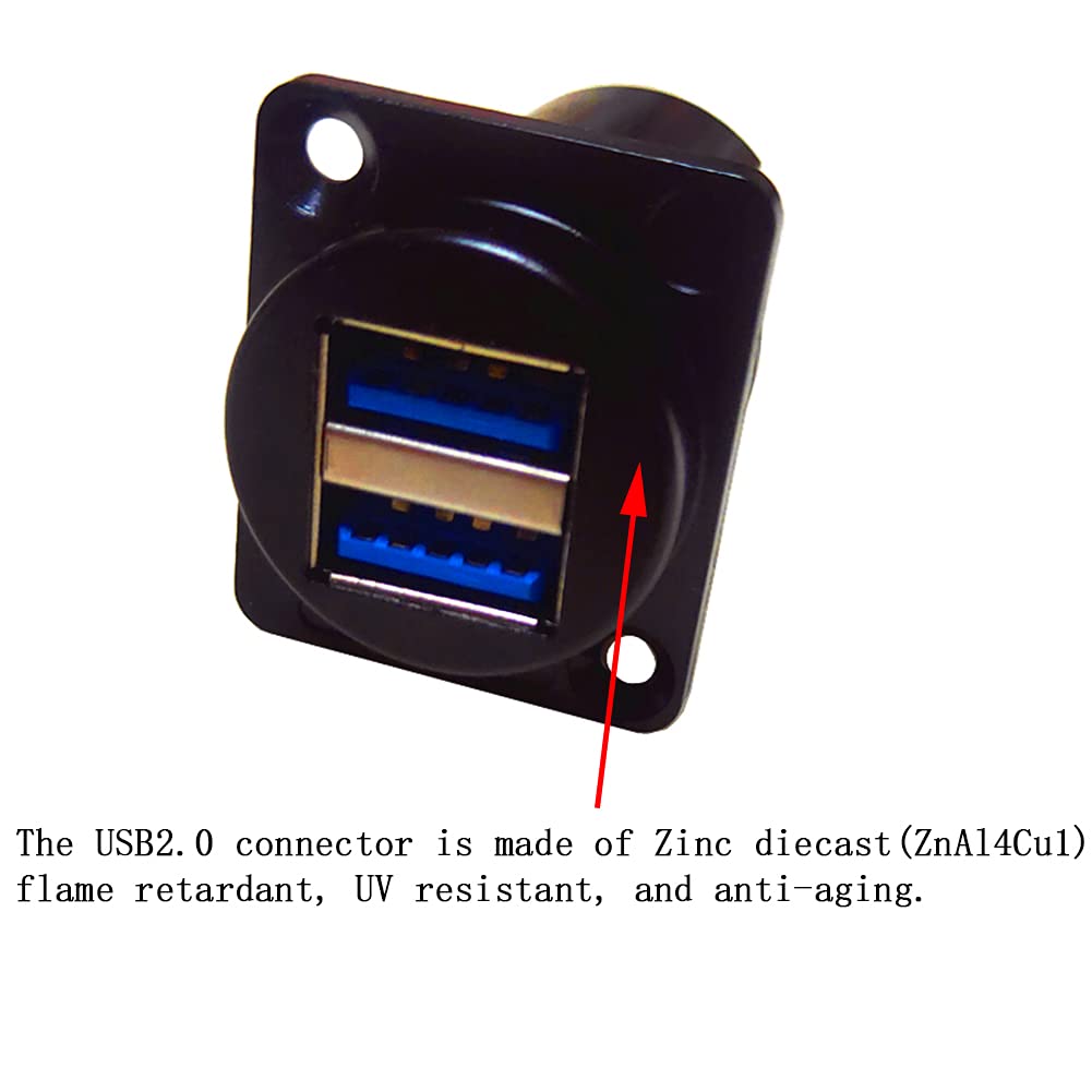 Anmbest Dual Usb3.0 Ip67 Waterproof Connector, 2 Ports Panel Mount Female To Female Usb Bulkhead Coupler Adapter With Weatherpro